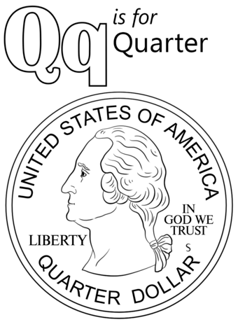 Letter Q Is For Quarter Coloring Page